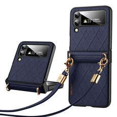 Per Samsung Galaxy Z Flip4 SULADA Custodia per telefono pieghevole elegante con texture rombica (blu)