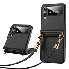 Per Samsung Galaxy Z Flip5 SULADA Custodia per telefono pieghevole elegante con texture rombica (nera)