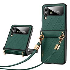 Custodia per telefono pieghevole SULADA elegante struttura rombica per Samsung Galaxy Z Flip5 (verde)