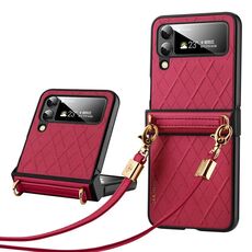 Per Samsung Galaxy Z Flip5 SULADA Custodia per telefono pieghevole elegante con texture rombica (rossa)