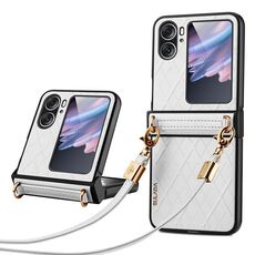 Per OPPO Find N2 Flip SULADA Custodia per telefono pieghevole elegante con texture rombica (bianca)