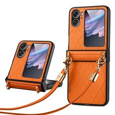 Per OPPO Find N2 Flip SULADA Custodia per telefono pieghevole elegante con texture rombica (arancione)