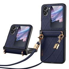 Per OPPO Find N2 Flip SULADA Custodia per telefono pieghevole elegante con texture rombica (blu)