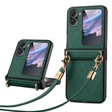 Per OPPO Find N2 Flip SULADA Elegante custodia pieghevole per telefono con struttura rombica (verde)