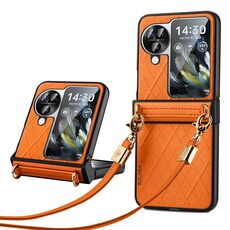 Per OPPO Find N3 Flip SULADA Custodia per telefono pieghevole elegante con texture rombica (arancione)