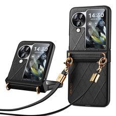 Per OPPO Find N3 Flip SULADA Custodia per telefono pieghevole elegante con struttura rombica (nera)