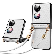 Per Huawei P50 Pocket SULADA Custodia per telefono pieghevole elegante con texture rombica (bianca)