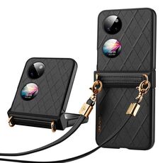 Per Huawei P50 Pocket SULADA Custodia pieghevole elegante con struttura rombica (nera)