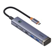 Baseus BS-OH164 UltraJoy Series 6 in 1 Porta USB-C/Type-C HUB Docking Station AIR (Grigio siderale)