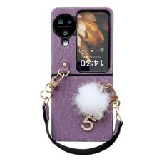 Per OPPO Find N3 Custodia in peluche per PC Flip con cordino (viola)
