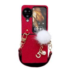 Per OPPO Find N3 Flip Custodia in peluche per PC con cordino (rosso)