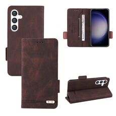 Custodia per telefono in pelle con chiusura magnetica per Samsung Galaxy S24 5G (marrone)