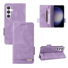Custodia per telefono in pelle con chiusura magnetica per Samsung Galaxy S24 5G (viola)