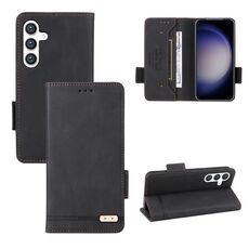 Custodia per telefono in pelle con chiusura magnetica per Samsung Galaxy S24 5G (nera)