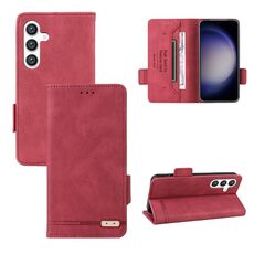 Custodia per telefono in pelle con chiusura magnetica per Samsung Galaxy S24 5G (rossa)
