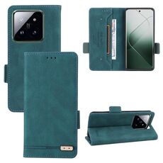 Custodia per telefono in pelle con chiusura magnetica Xiaomi 14 Pro (verde)