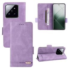 Per la custodia del telefono in pelle con chiusura magnetica Xiaomi 14 Pro (viola)
