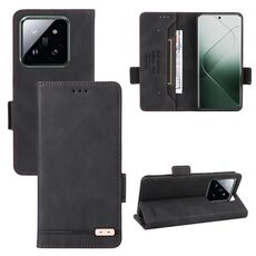 Per la custodia del telefono in pelle con chiusura magnetica Xiaomi 14 Pro (nera)
