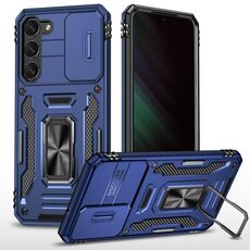 Per Samsung Galaxy S23 5G Armor PC + Custodia per telefono con protezione per fotocamera in TPU (blu navy)
