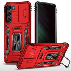 Per Samsung Galaxy S23 5G Armor PC + Custodia per telefono con protezione per fotocamera in TPU (rossa)