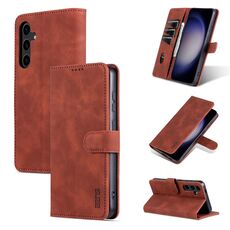 Per Samsung Galaxy S24+ 5G AZNS Custodia per cellulare in pelle con texture di vitello (marrone)