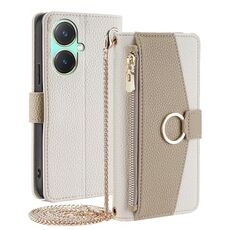 Custodia per telefono in pelle con trama crossbody Litchi per vivo Y27 4G (bianca)