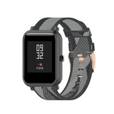 Cinturino per orologio in nylon con trama a strisce universale da 20 mm (grigio)