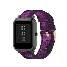 Cinturino per orologio in nylon con trama a strisce universale da 20 mm (viola)