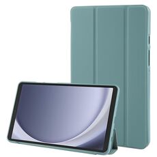 Per Samsung Galaxy Tab A9 Custodia ripiegabile a tre pieghe Custodia per tablet in pelle TPU con vibrazione orizzontale (verde scuro)