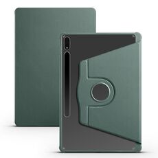 Per Samsung Galaxy Tab S8+ X800 Custodia in pelle per tablet con supporto per rotazione a 360 gradi in acrilico (verde scuro)