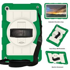 Per Samsung Galaxy Tab A9+ Custodia tablet antiurto per PC ibrido in silicone con tracolla (verde classico)