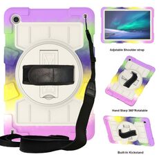 Per Samsung Galaxy Tab A9+ Custodia tablet antiurto per PC ibrido in silicone con tracolla (colorato viola)