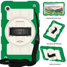 Per Samsung Galaxy Tab A9 X110/X115 Custodia tablet antiurto per PC ibrido in silicone con tracolla (verde classico)