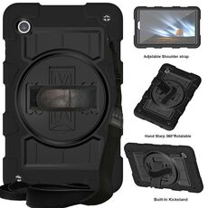 Per Samsung Galaxy Tab A9 X110/X115 Custodia tablet antiurto per PC ibrida in silicone con tracolla (nera)