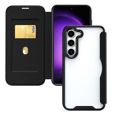 Per Samsung Galaxy S23+ 5G Custodia per telefono in pelle con vibrazione ad adsorbimento con blocco RFID (nera)