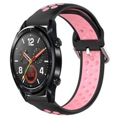 Per Huawei Watch GT 46mm / 42mm 22mm Chiusura cinturino sportivo bicolore (nero rosa)