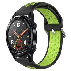 Per Huawei Watch GT 46mm / 42mm 22mm Chiusura cinturino sportivo bicolore (nero + verde)