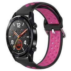 Per Huawei Watch GT 46mm / 42mm 22mm Chiusura cinturino sportivo bicolore (blu + magenta)