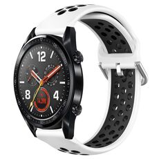 Per Huawei Watch GT 46mm / 42mm 22mm Chiusura cinturino sportivo bicolore (nero bianco)
