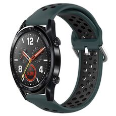 Per Huawei Watch GT 46mm / 42mm 22mm Chiusura cinturino sportivo bicolore (verde nero)