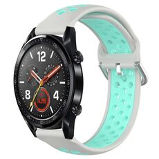 Per Huawei Watch GT 46mm / 42mm 22mm Chiusura Cinturino sportivo bicolore (grigio)