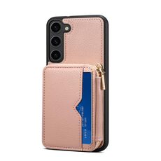 Per Samsung Galaxy S22 5G Custodia per telefono con slot per schede con cerniera (rosa)