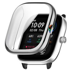 Per Amazfit GTS4 Mini Custodia protettiva per orologio galvanico in TPU a copertura totale (argento)