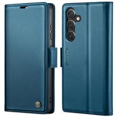 Per Samsung Galaxy S24 CaseMe 023 Custodia per telefono in pelle antifurto con fibbia a farfalla Litchi Texture RFID (blu)