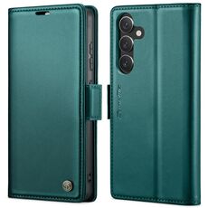 Per Samsung Galaxy S24 CaseMe 023 Custodia per telefono in pelle antifurto con fibbia a farfalla Litchi Texture RFID (blu perlato)