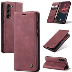 Per Samsung Galaxy S24+ CaseMe 013 Custodia multifunzionale in pelle con chiusura orizzontale (rosso vino)