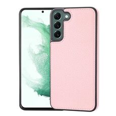 Custodia per telefono con montaggio laterale cucita con motivo Litchi per Samsung Galaxy S22+ 5G (rosa)