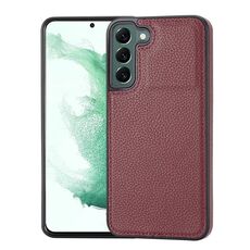 Custodia per telefono con montaggio laterale cucita con motivo litchi per Samsung Galaxy S22+ 5G (rosso scuro)