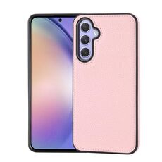 Custodia per telefono con montaggio laterale cucita con motivo litchi per Samsung Galaxy S23 FE 5G (rosa)