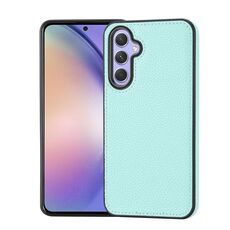 Custodia per telefono con montaggio laterale cucita con motivo litchi per Samsung Galaxy S23 FE 5G (verde menta)